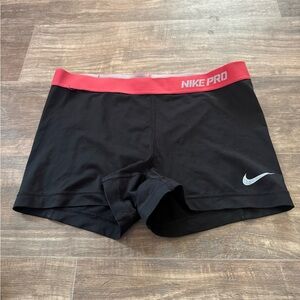 Nike Pro Black Shorts with Red Trim